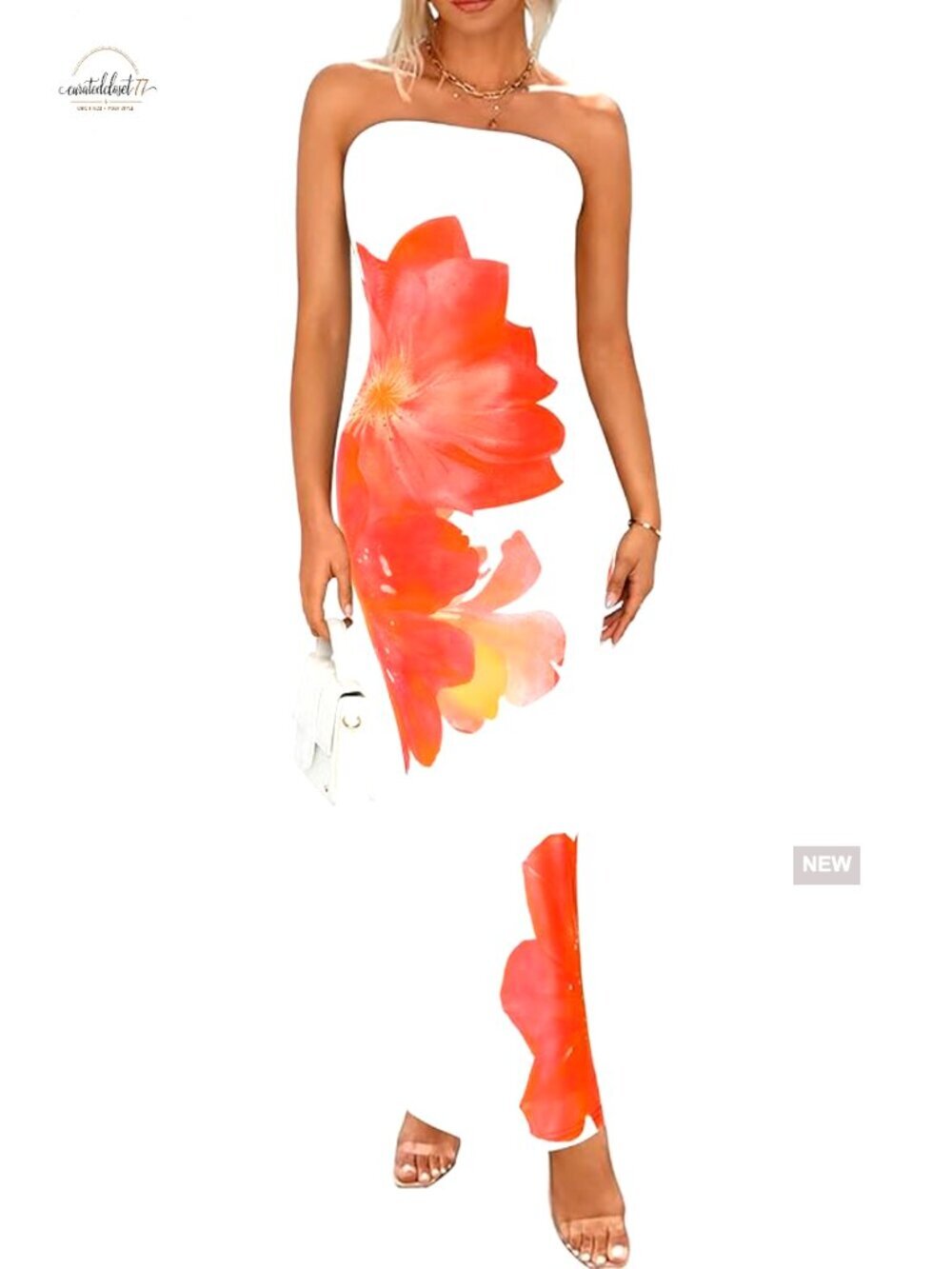 Strapless Maxi Dress Bodycon Floral Mesh Formal Cocktail Long Dress - Picture 1 of 7